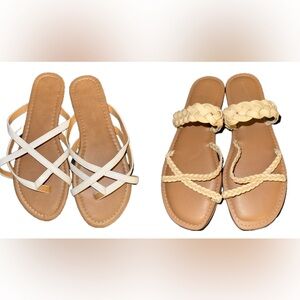 Braided & Crisscross Slide Sandals — Cream